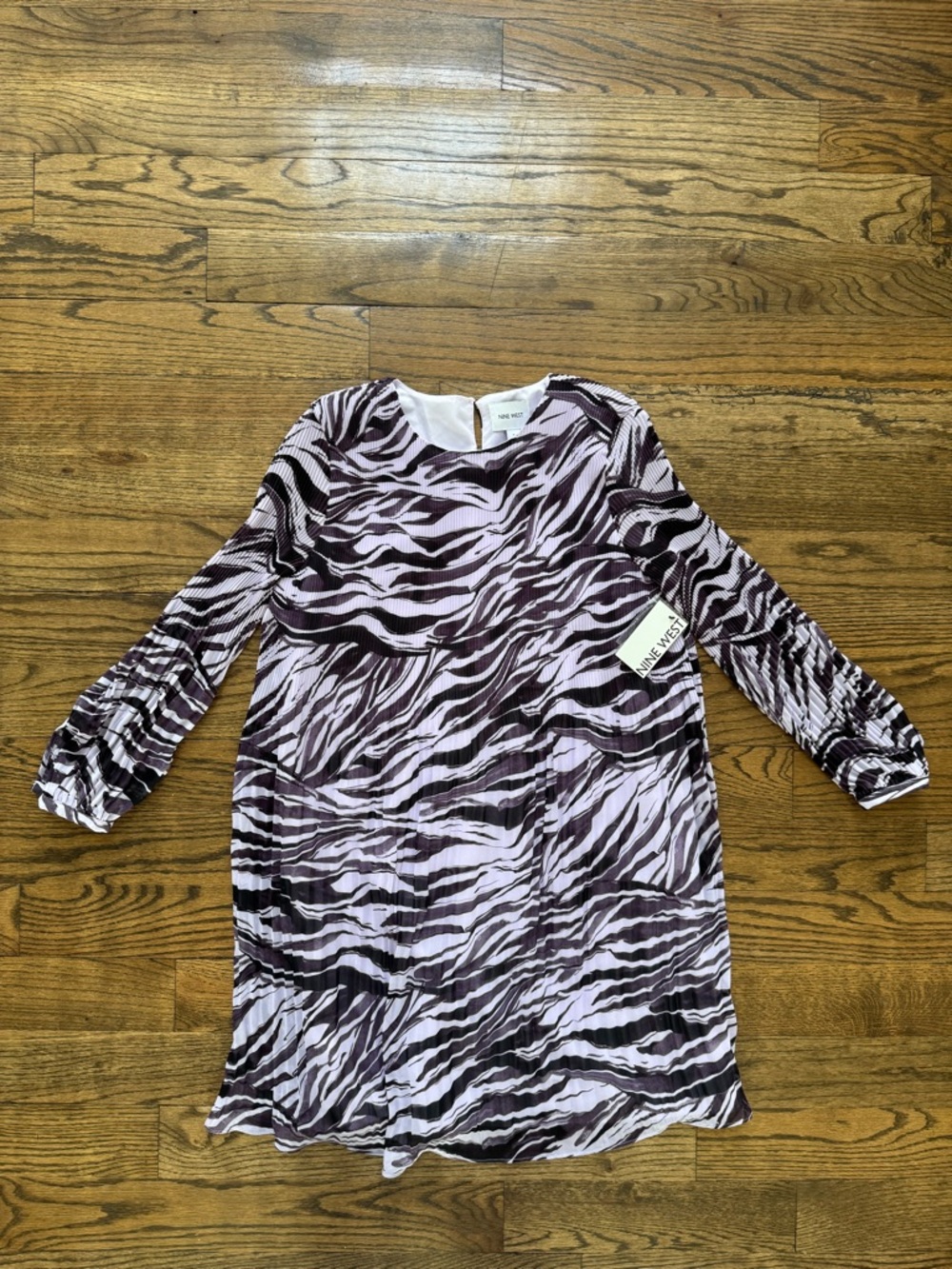 Nine West Zebra Print Pleated Shift Dress Size Small NWT